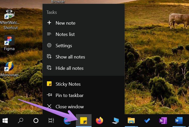 Cómo poner el acceso directo de Sticky Notes en el escritorio de Windows 10