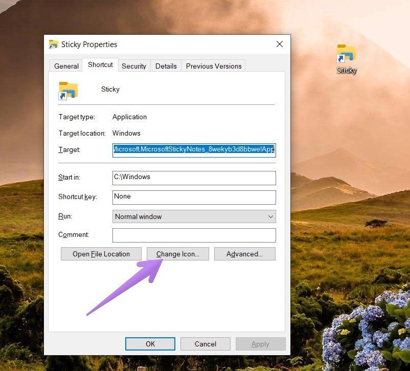 Cómo poner el acceso directo de Sticky Notes en el escritorio de Windows 8