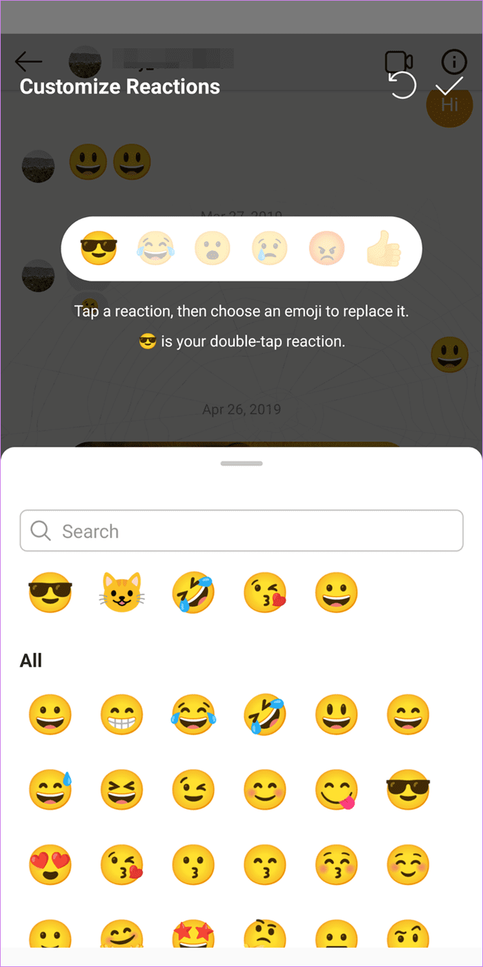 Reacciona a los mensajes de Instagram con diferentes emojis 10a