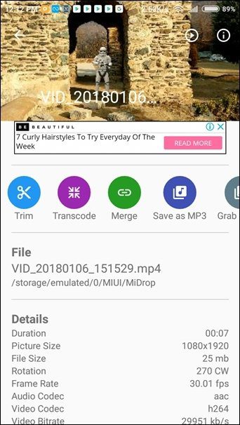 Aplicaciones de Video Trimmer para recortar y recortar videos en Android 5