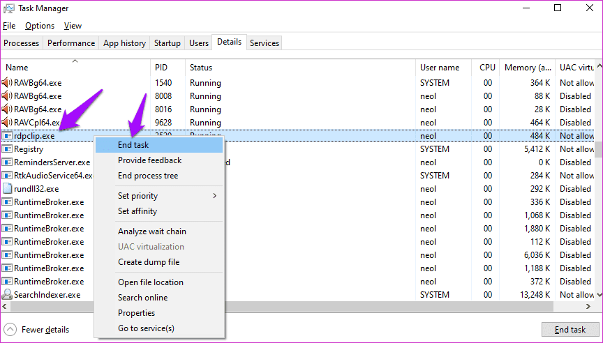 Arreglar Copiar y Pegar que no funciona en Windows 10 Edición 10