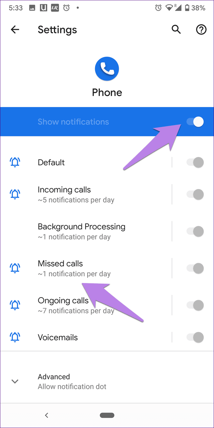 La notificación de llamadas perdidas no funciona en Android 10