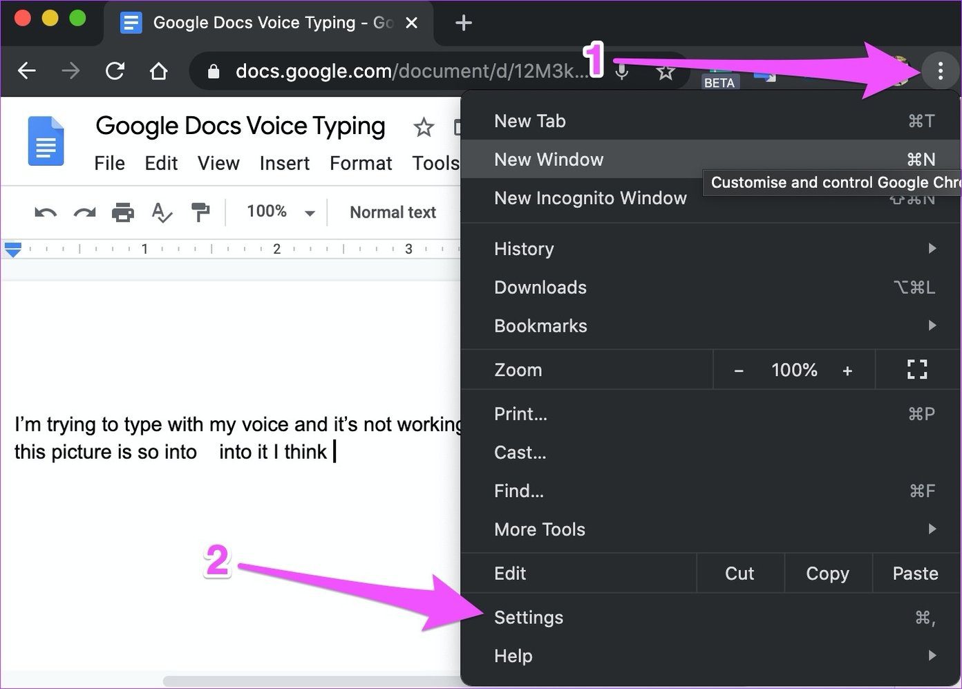 Arreglar la escritura de voz de Google Docs no funciona 04