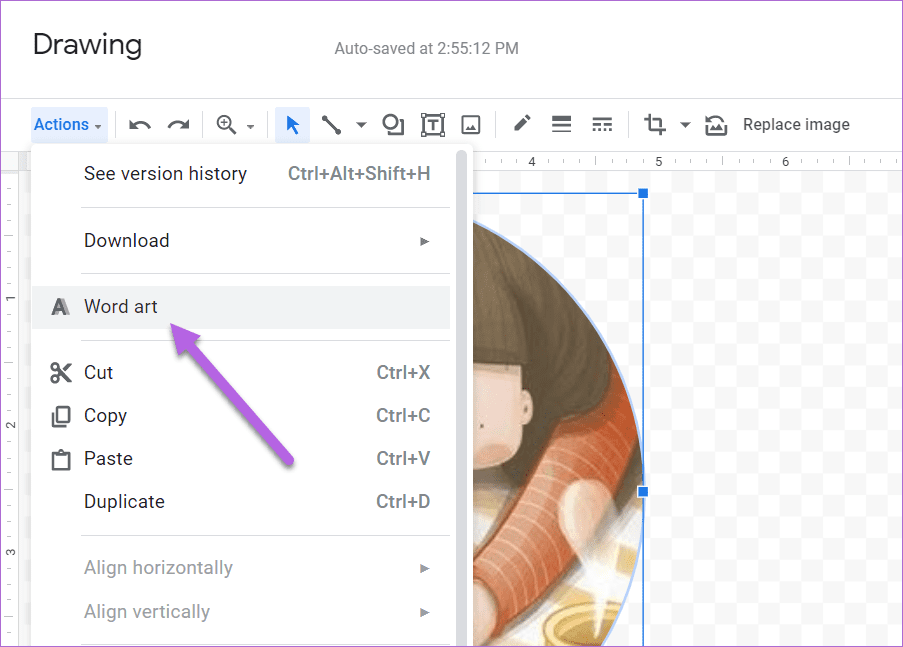 Cómo recortar una imagen en un círculo en Google Docs 7