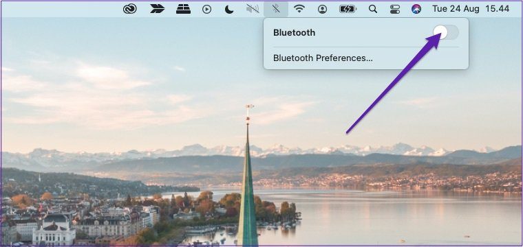 Habilite Bluetooth Mac desde la barra de herramientas