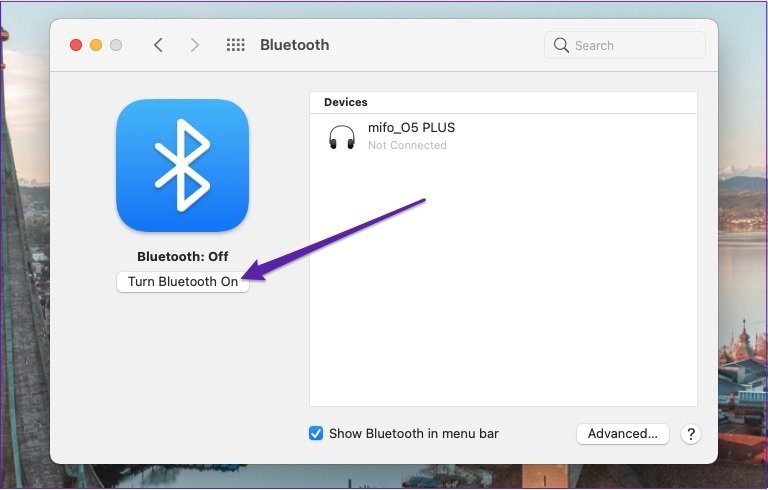 habilitar bluetooth en las preferencias del sistema mac