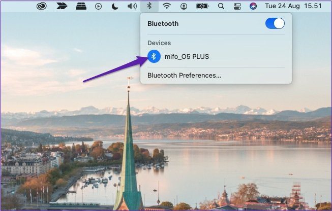 deshabilitar el dispositivo bluetooth a través de la barra de herramientas de mac