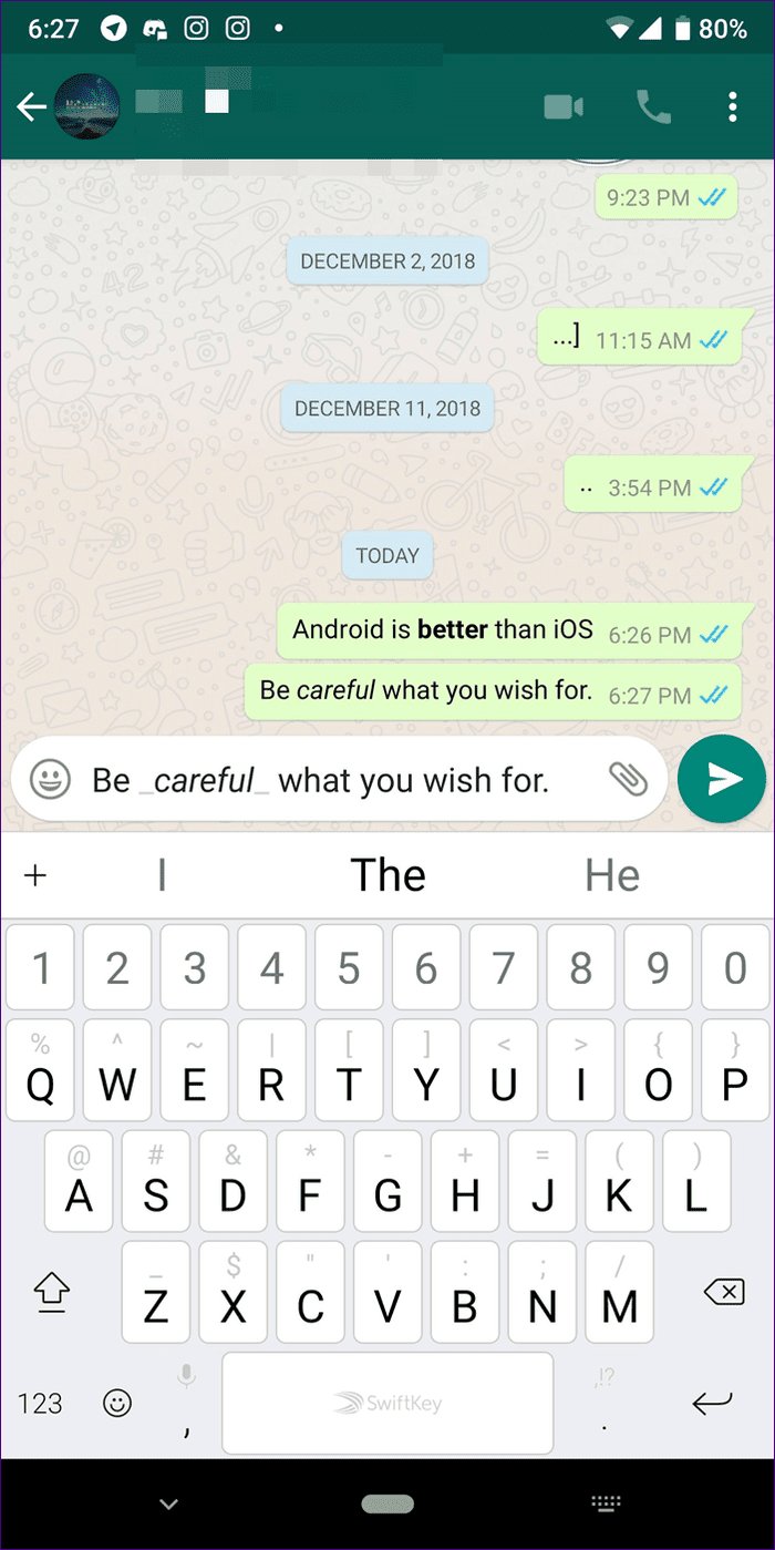 Consejos de sugerencias de texto de fuente de Whatsapp 2