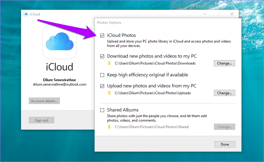 I Cloud Photos no sincroniza Iphone Mac Windows 8