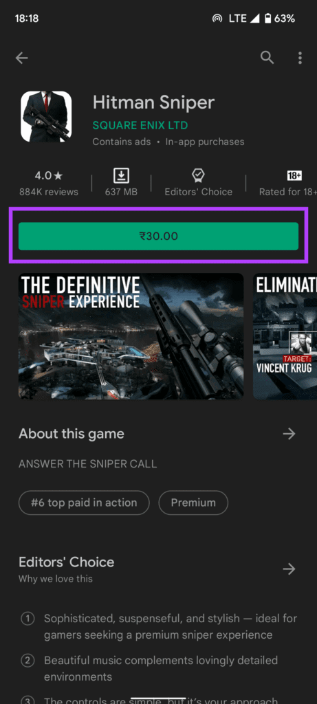 Aplicación de pago en Play Store