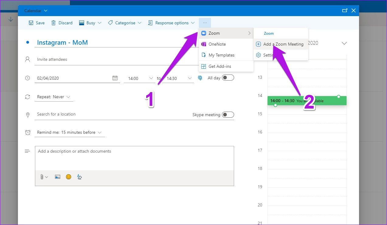 Cómo agregar reuniones de Zoom al calendario de Outlook 5