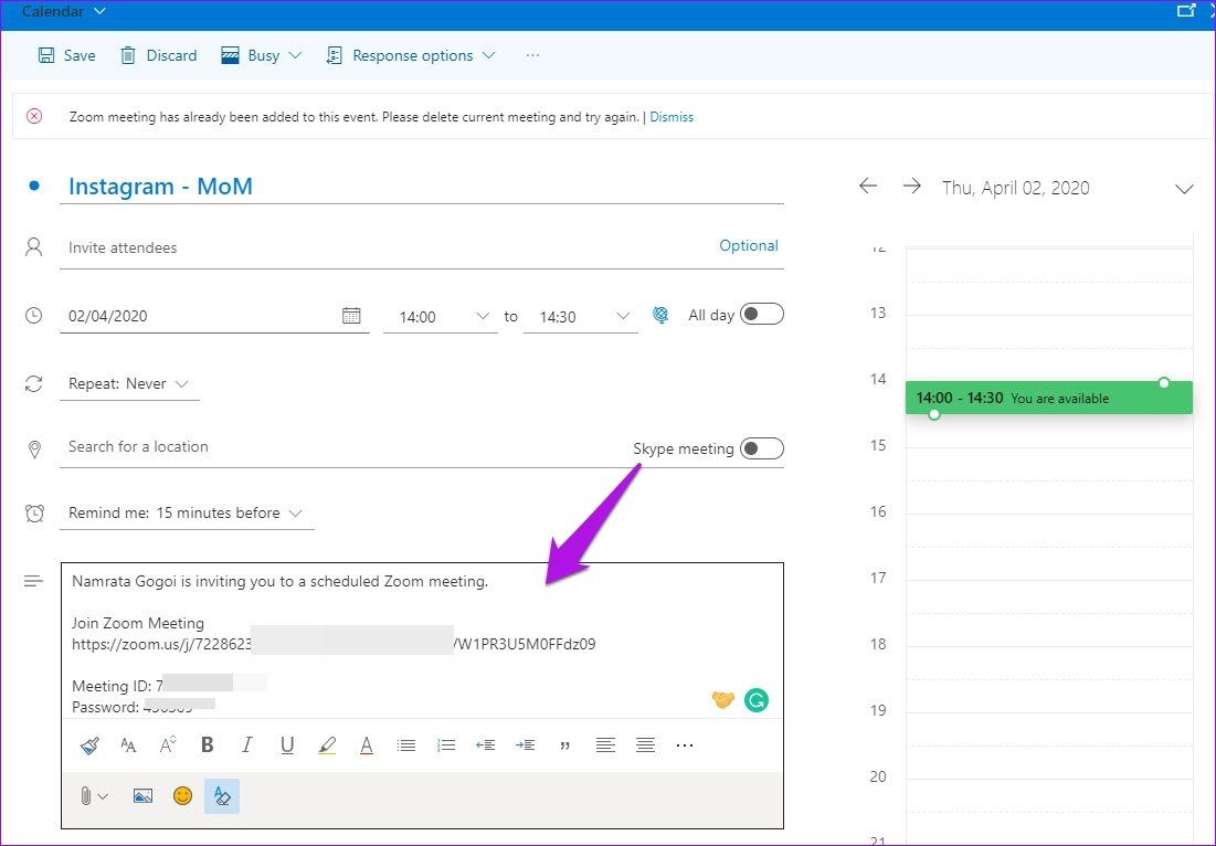 Cómo agregar reuniones de Zoom al calendario de Outlook 6