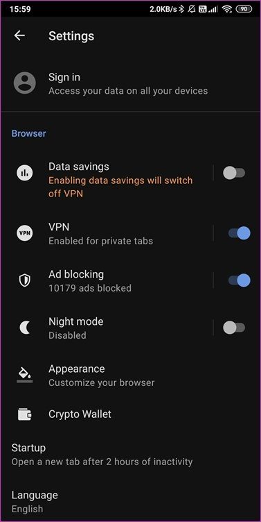 Arreglar Opera VPN que no funciona en Android 3