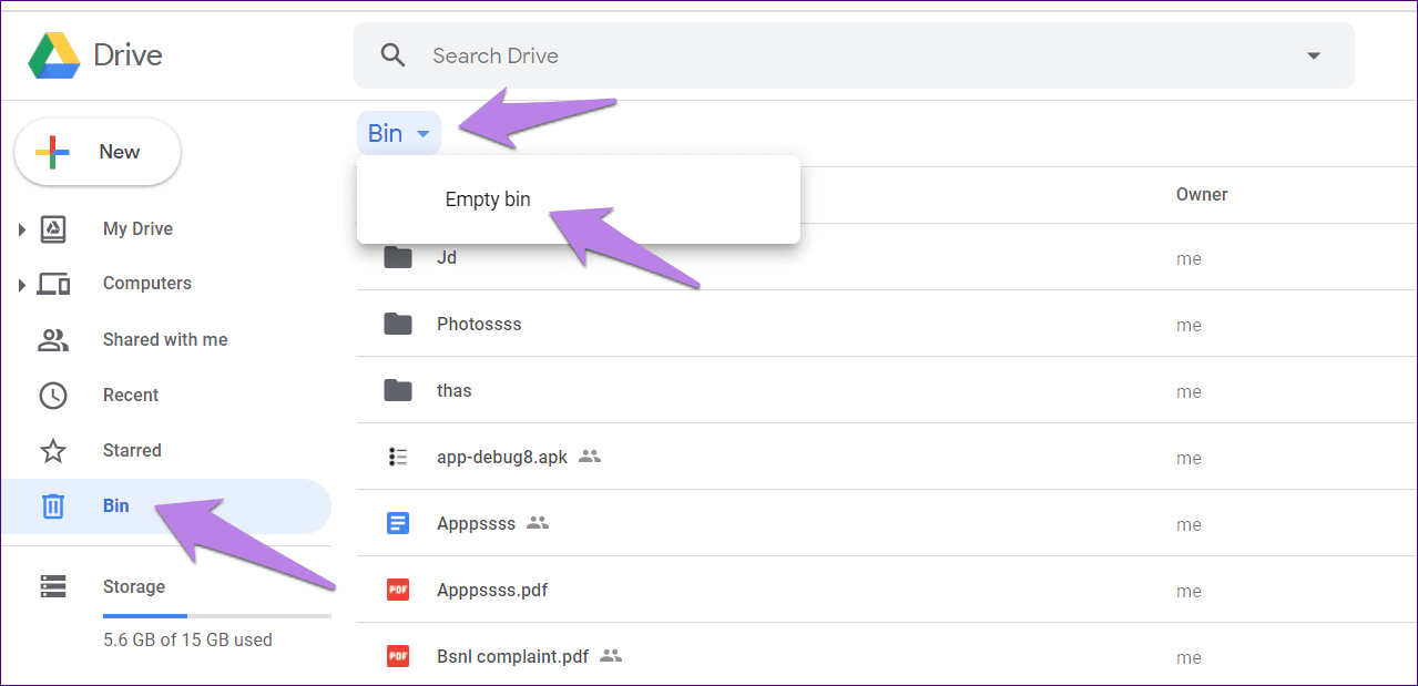 Almacenamiento de Google Drive lleno pero sin problemas de archivos 2