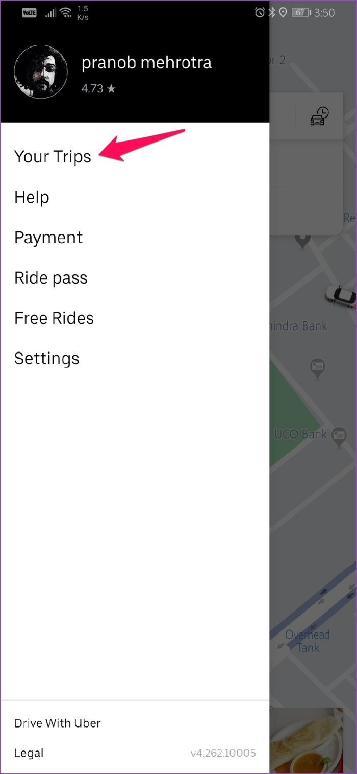 Consulta el historial de viajes de Uber 9