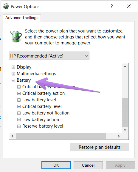 La notificación de batería baja de Windows 10 no funciona 5
