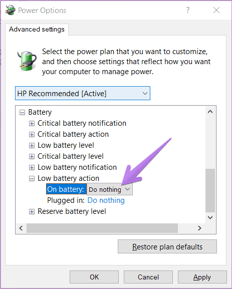 La notificación de batería baja de Windows 10 no funciona 8