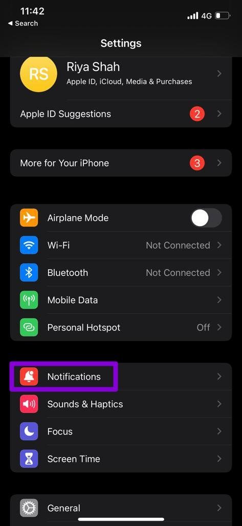 Configuración de notificaciones en iPhone
