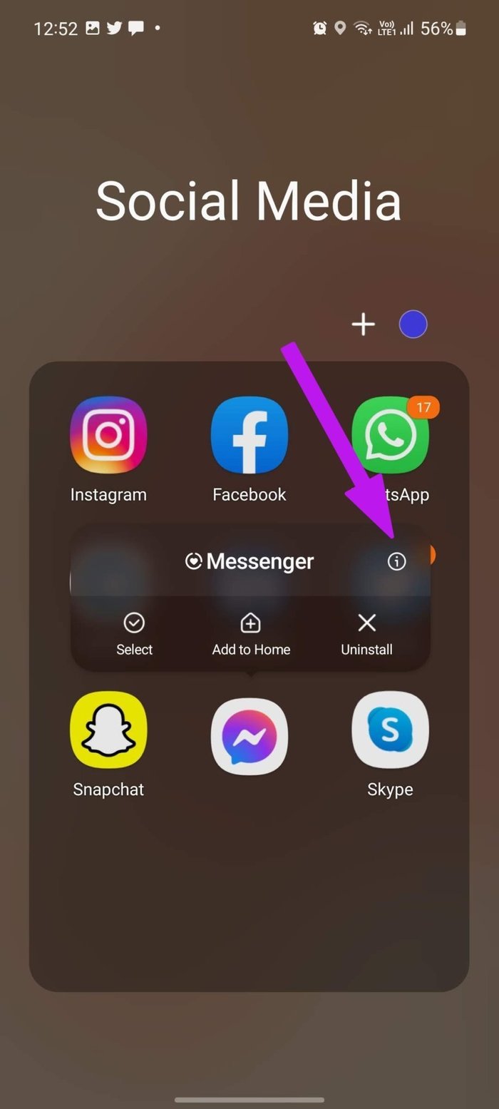 Abra la información de la aplicación Messenger para corregir el retraso de Messenger en Android