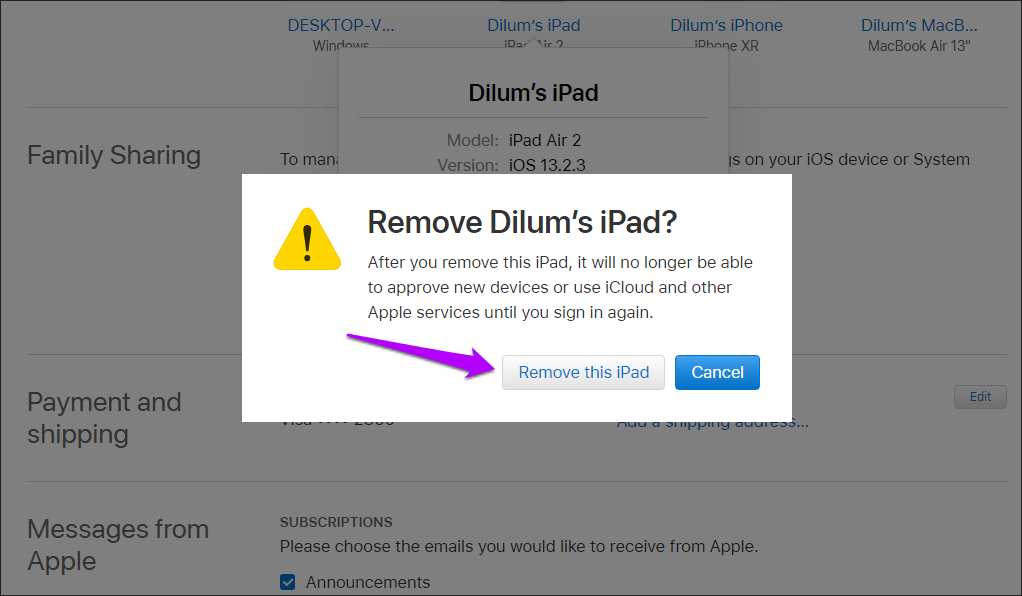Eliminar dispositivo de Apple ID 10
