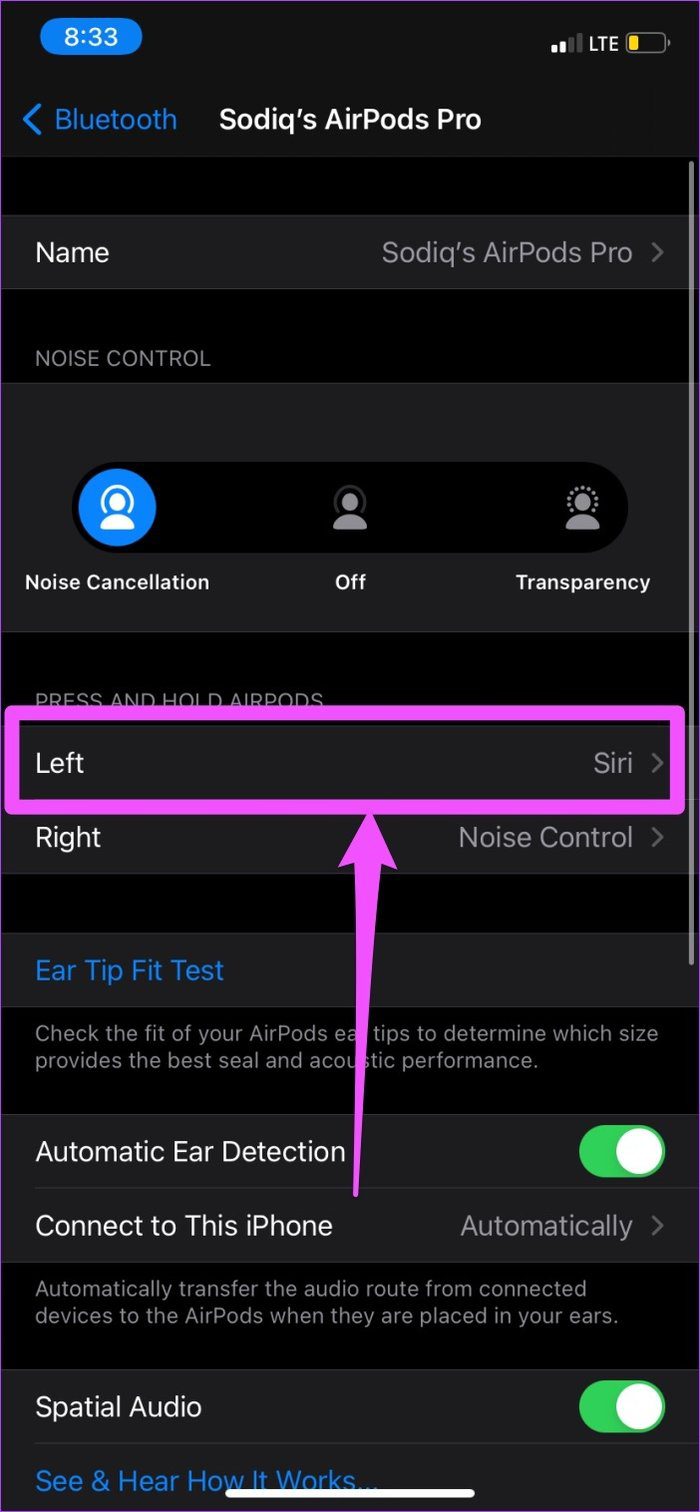 Arreglar los airpods que no alternan la cancelación de ruido 17