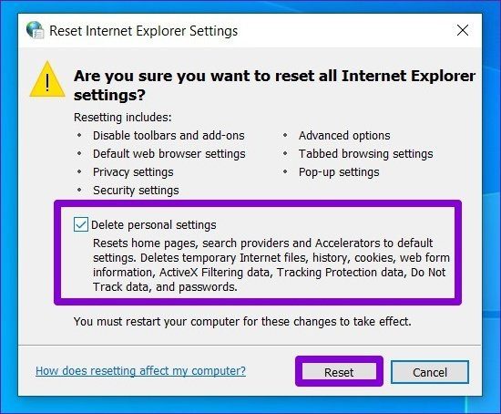 Restablecer la configuración de Internet Explorer
