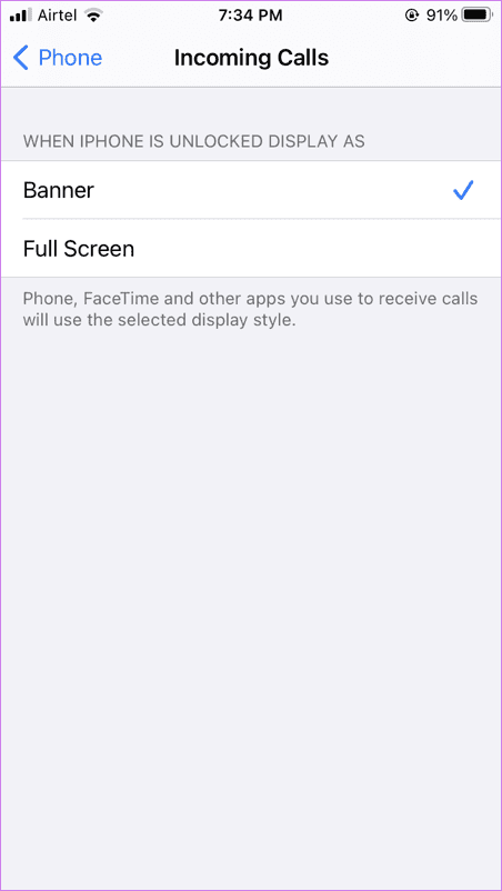 La pantalla de llamada entrante del iPhone no muestra 4