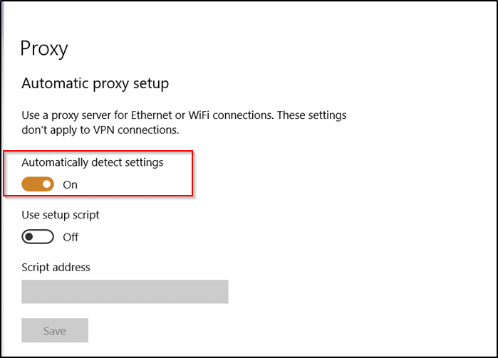 Configuración de Windows Detección automática de proxy 1