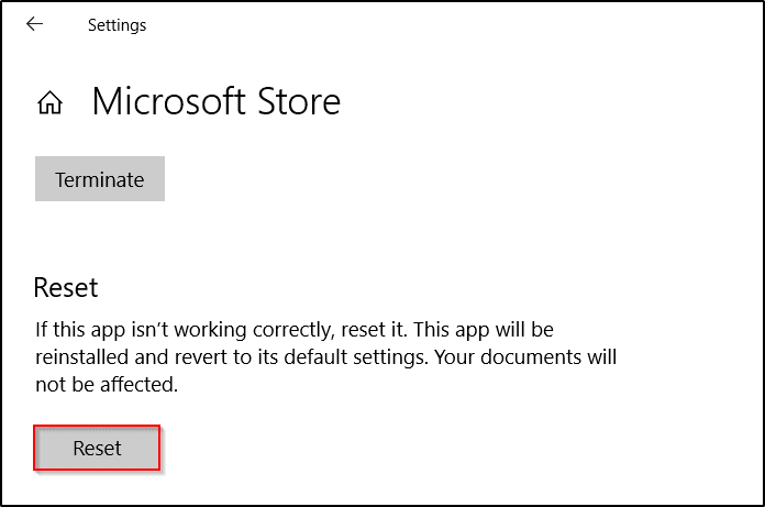 Restablecimiento de la tienda de Microsoft