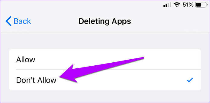 Deshabilitar restringir eliminar aplicaciones iOS 12 9