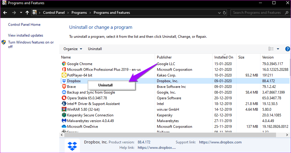Arreglar Dropbox que no se conecta o sincroniza en Windows 10 Error 13