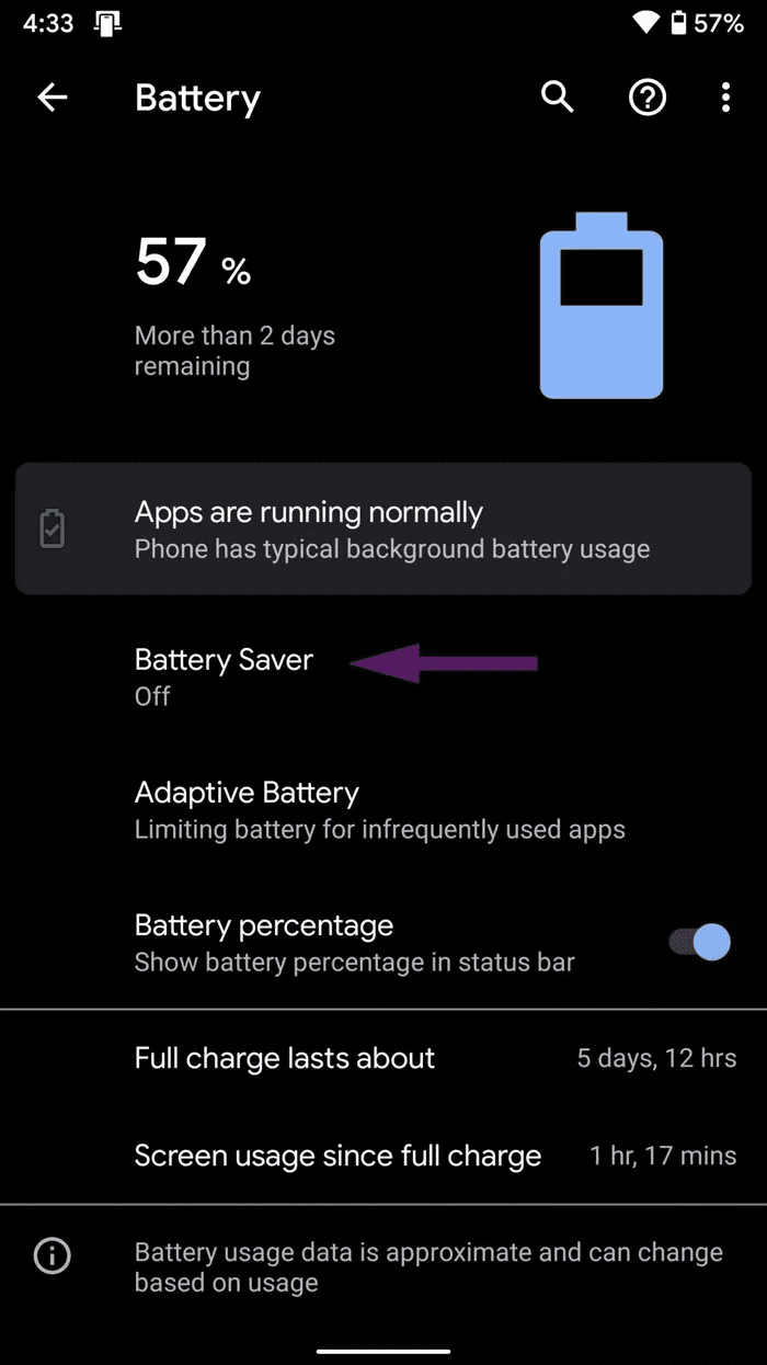 Ahorro de batería Android
