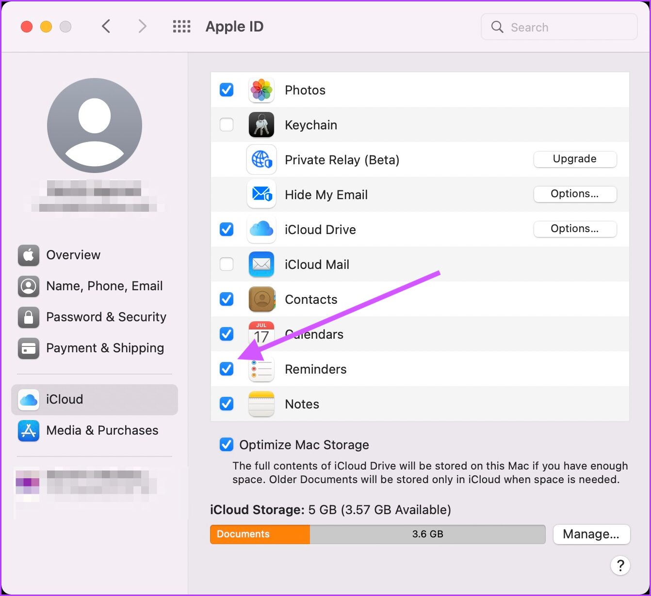 2. Asegúrese de que iCloud Sync esté activado para Recordatorios en iPhone y Mac 6
