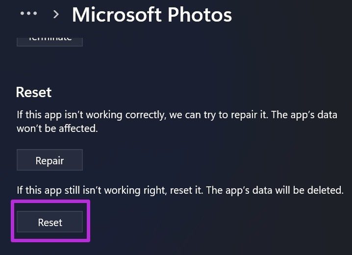 Restablecer fotos de Microsoft
