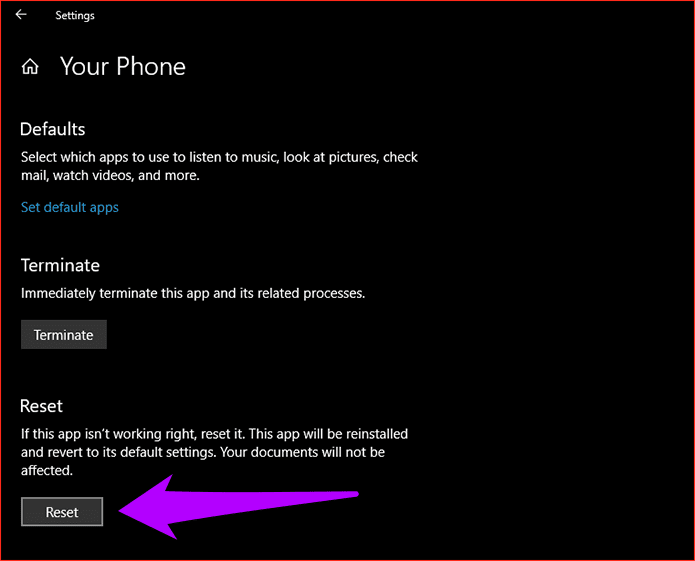 La aplicación Windows 10 Your Phone no funciona Fix 30