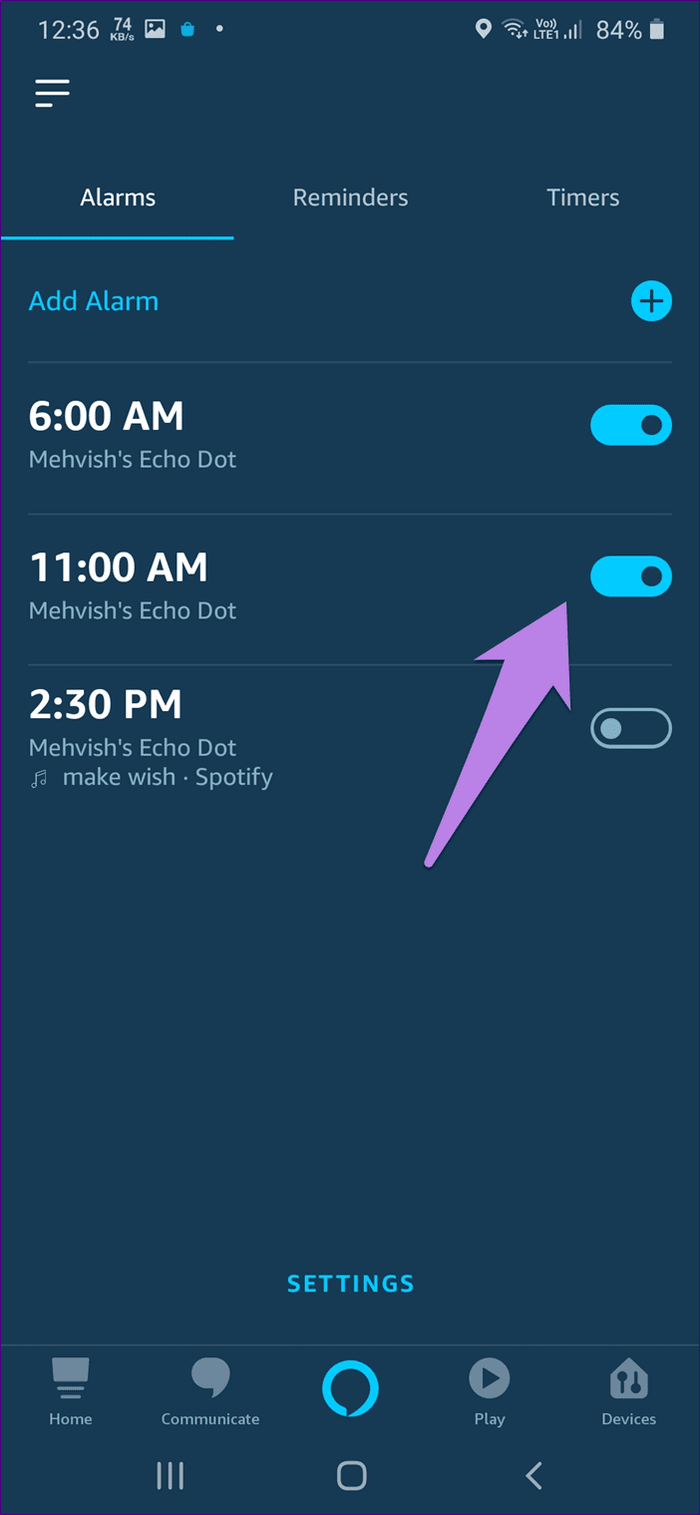 Alarmas de Alexa en Echo Guide 10