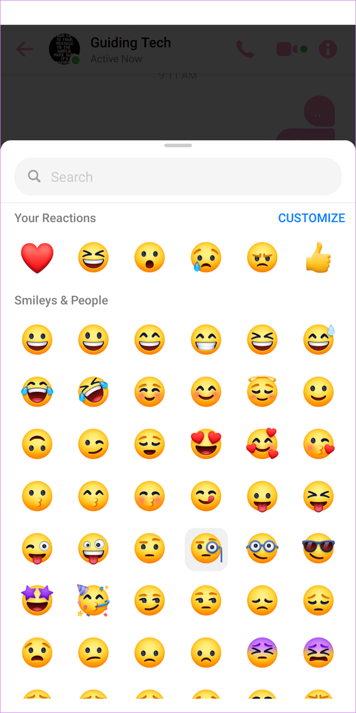 reaccionar a los mensajes Facebook Mensajero con diferentes emoji 2