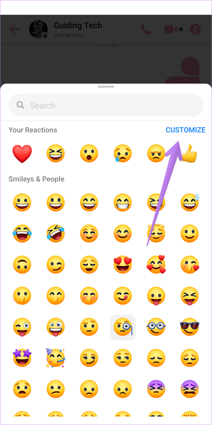 reaccionar a los mensajes Facebook Messenger con 3 emojis diferentes