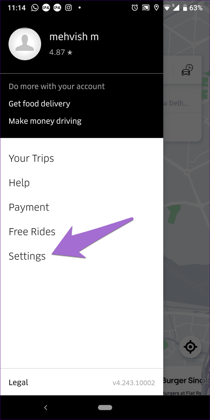 Eliminar ubicación guardada de Uber 10