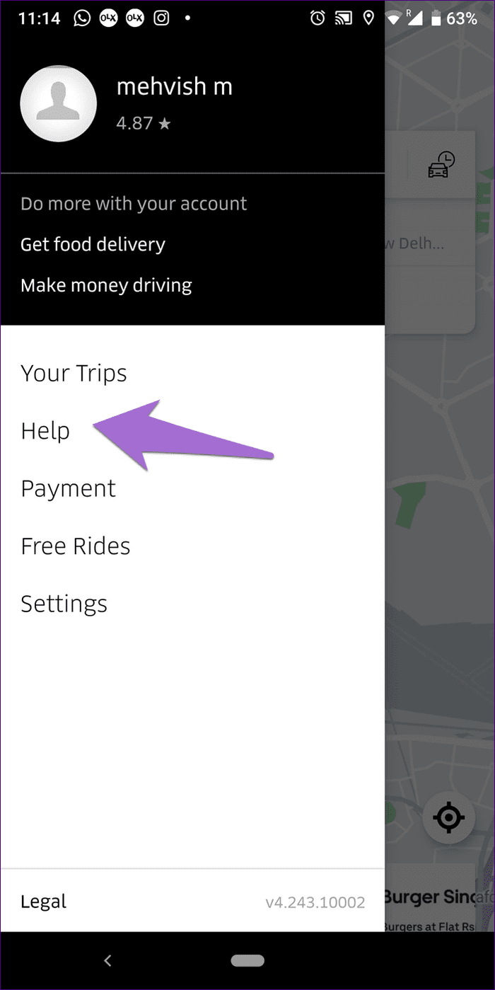 Eliminar ubicación guardada de Uber 2
