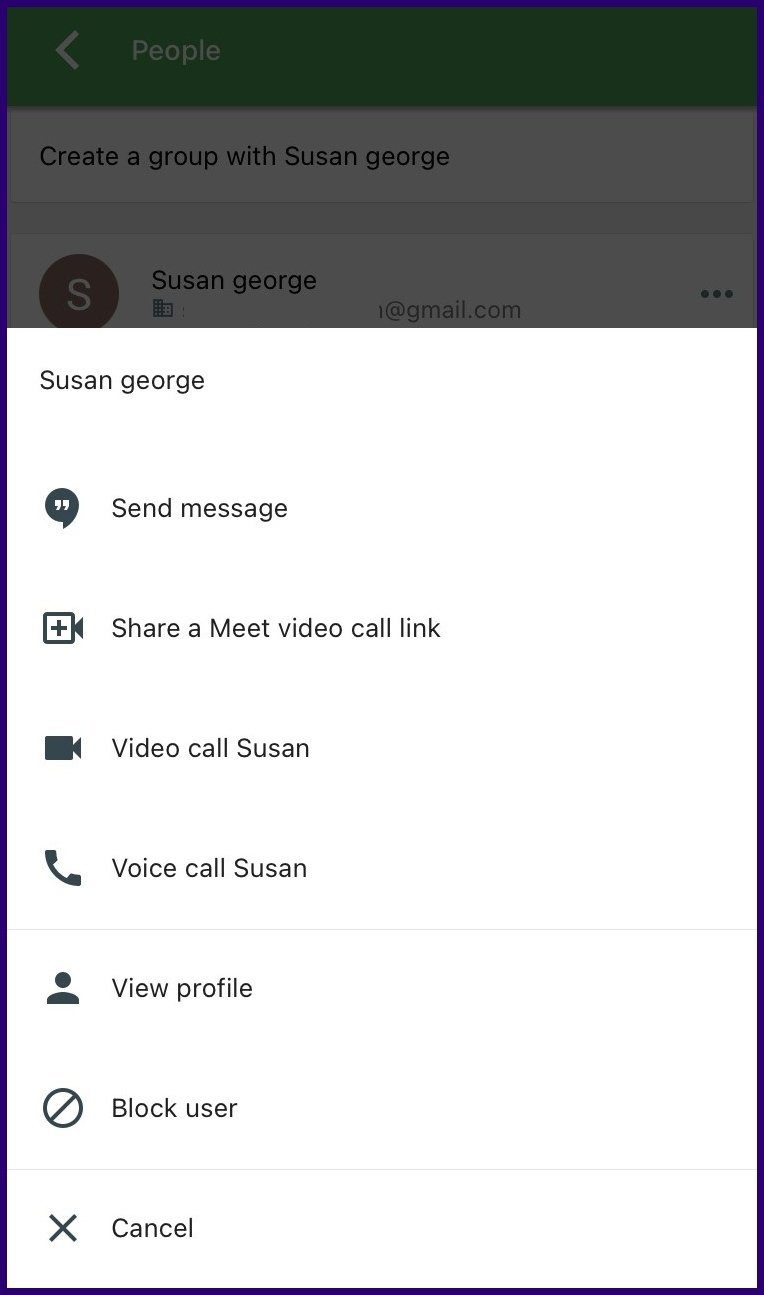 Cómo bloquear a alguien en Google Hangouts para Android iPhone paso 7