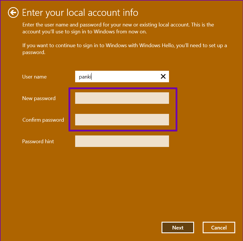 Cómo deshabilitar la contraseña de inicio de sesión en la información de la cuenta local de Windows 10
