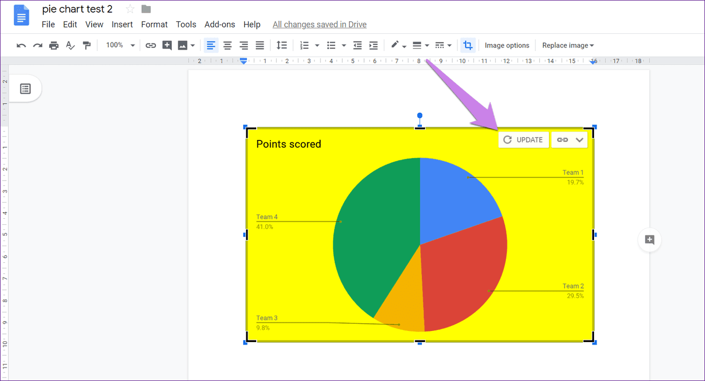 Agregar un gráfico circular de Google Docs 18