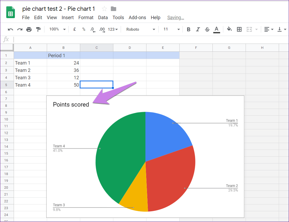 Agregar un gráfico circular Google Docs 7
