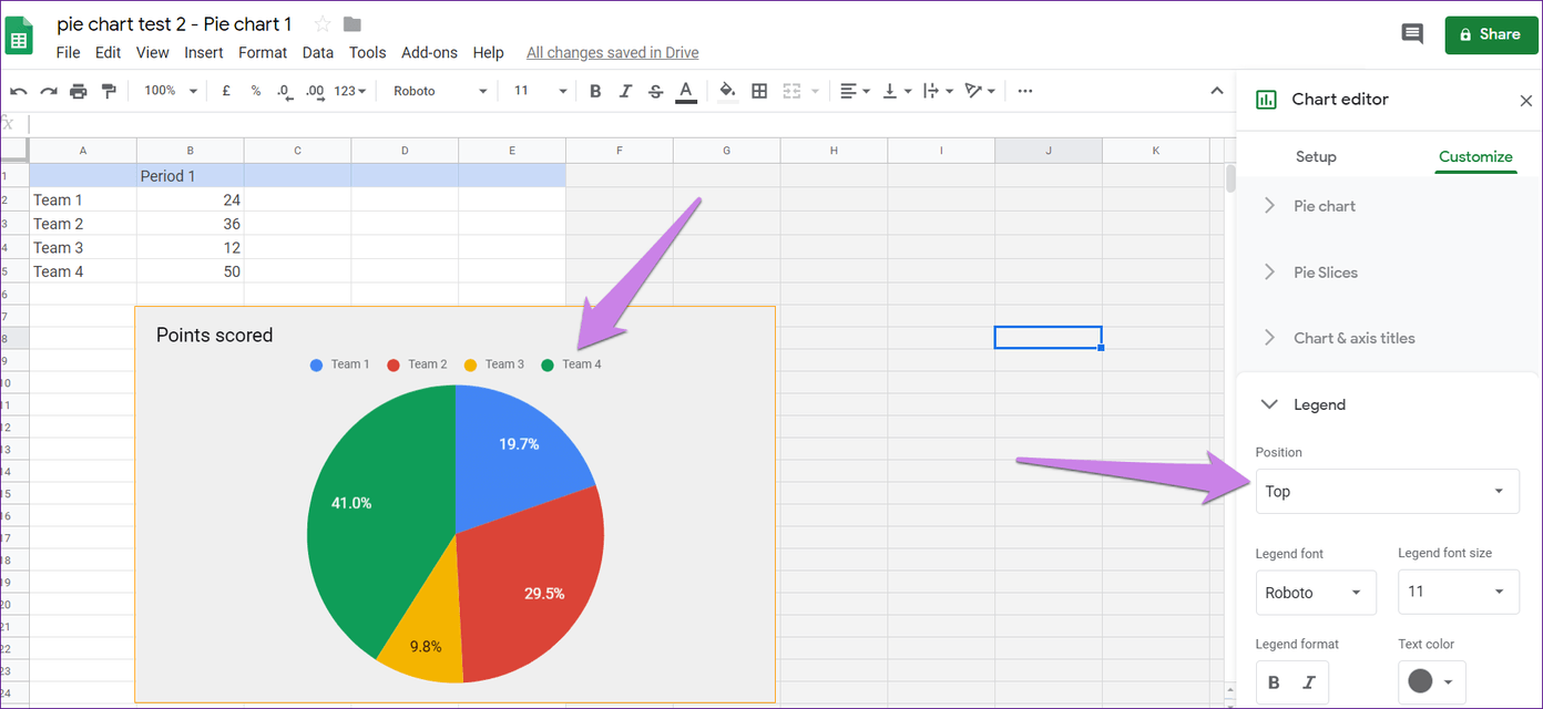 Agregar un gráfico circular Google Docs 17