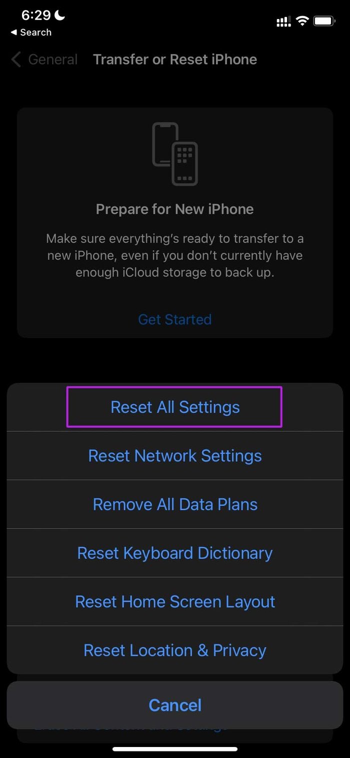 Restablecer configuración en iPhone