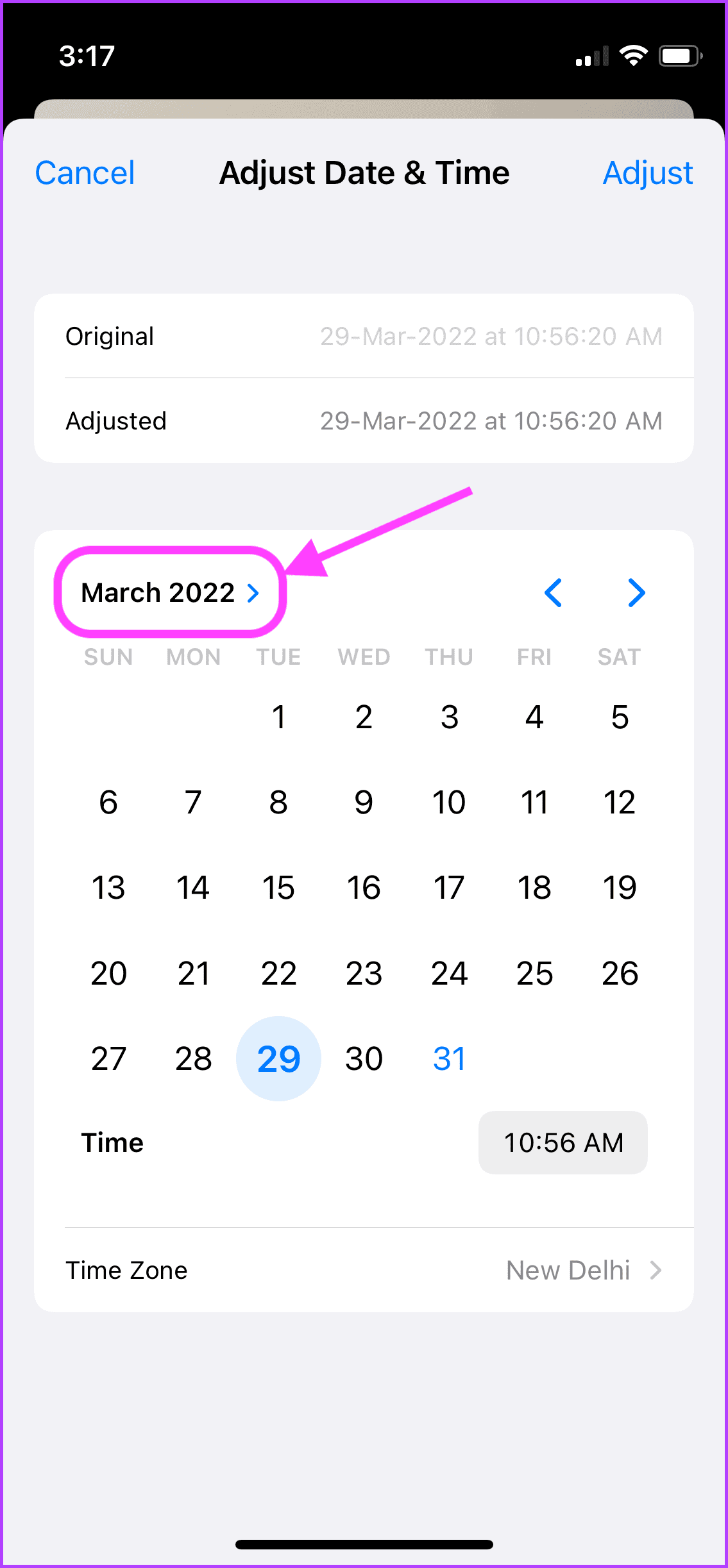 Cambiar datos EXIF ​​de fecha y hora en iPhone 4
