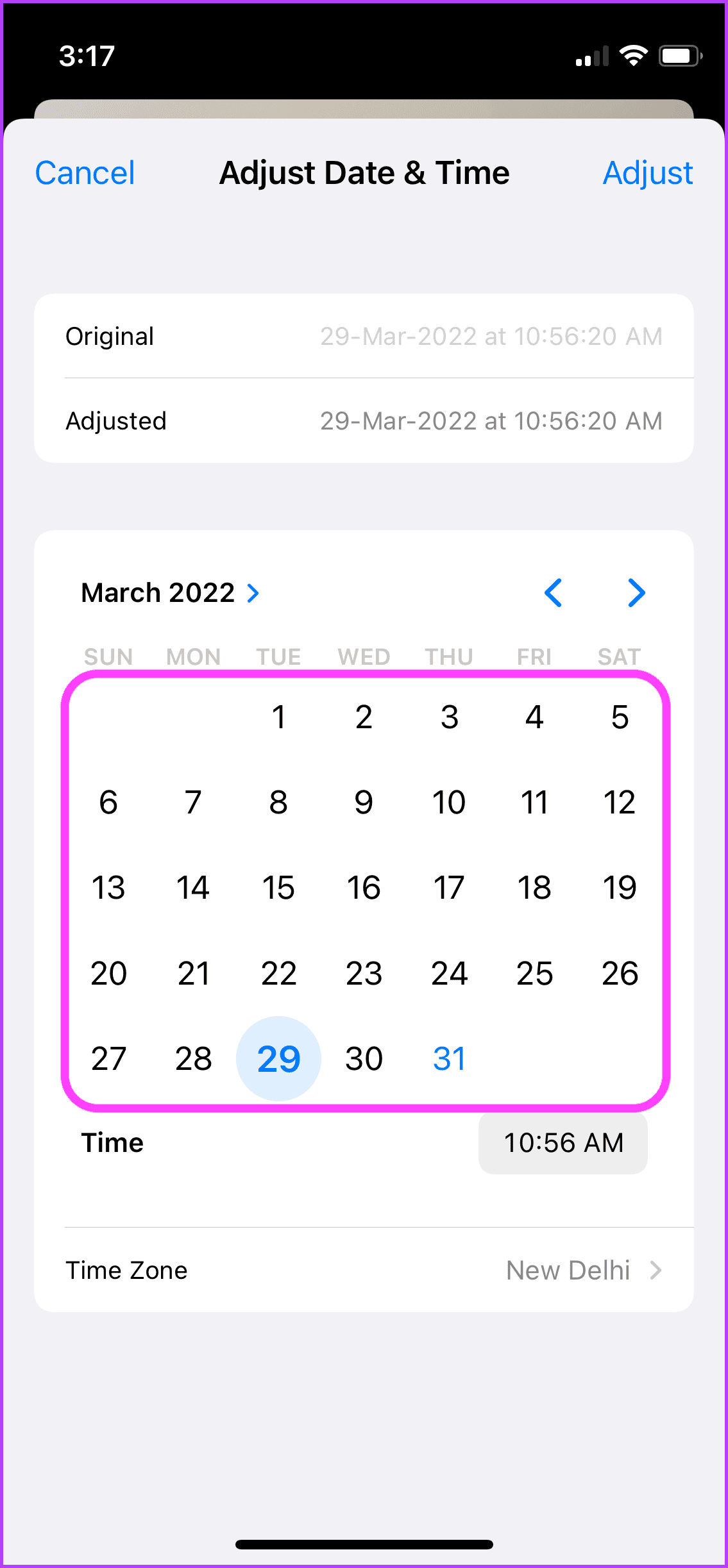 Cambiar datos EXIF ​​de fecha y hora en iPhone 6