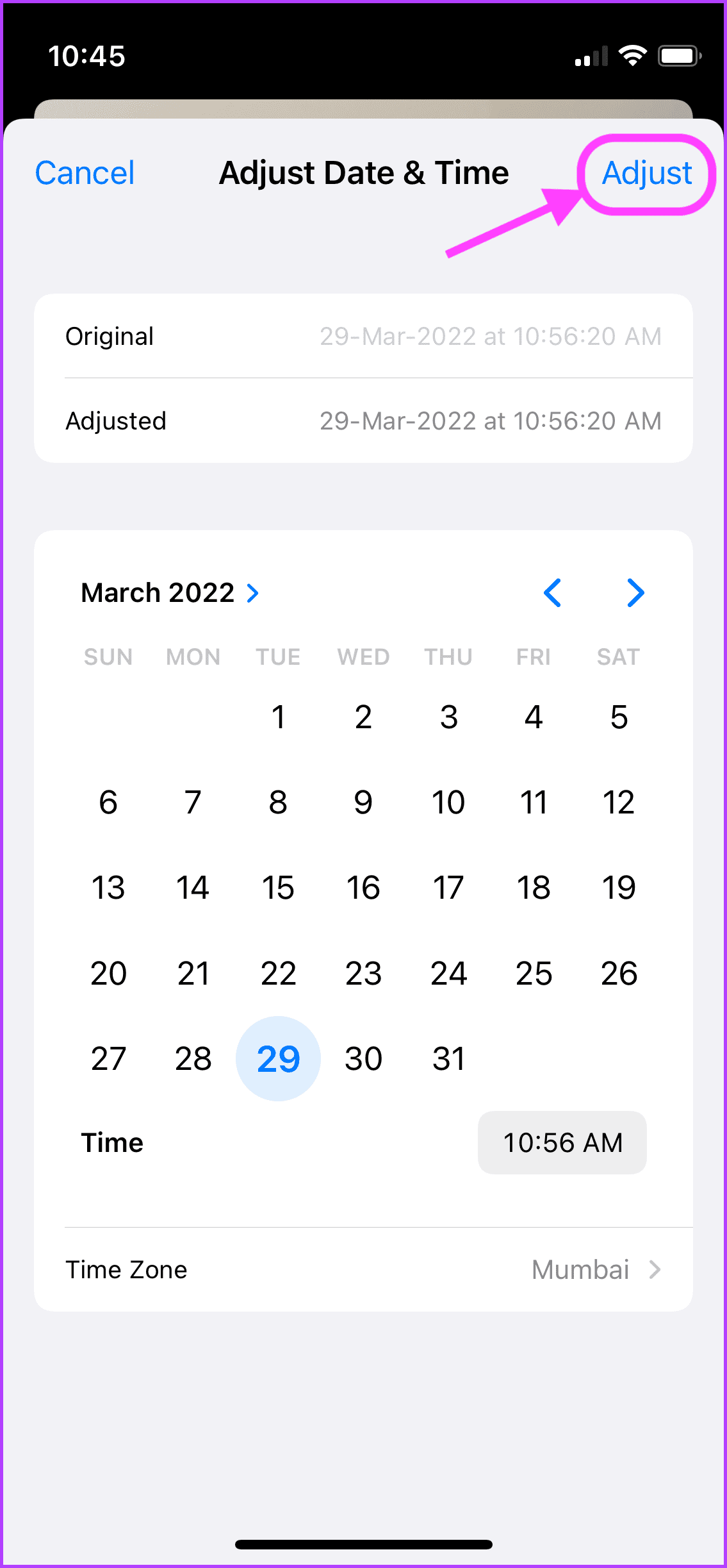 Cambiar datos EXIF ​​de fecha y hora en iPhone 11