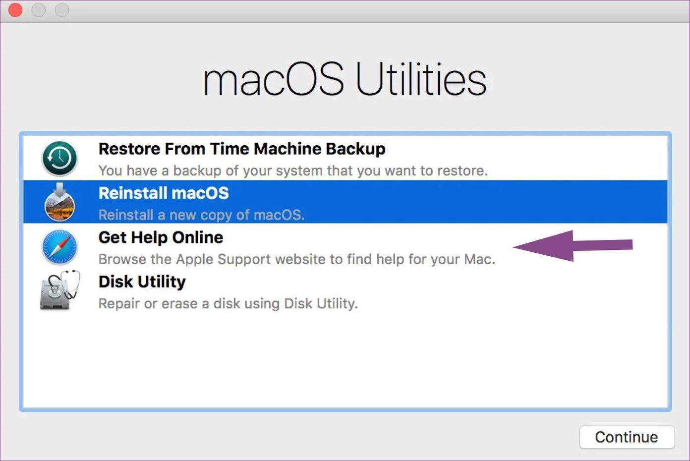 Modo de recuperación de Mac OS